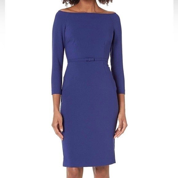 LIKELY Duchess Dress Royal Blue OTS Off The Shoulder Bodycon Midi Women’s Size 6 - Picture 4 of 13